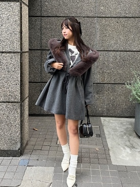 「アイテム（ノーカラーコート）」を使った、ゆずさん（レディース・161cm）の秋コーディネート