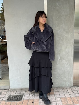「グレーコーデ」｜「アイテム（その他アウター）」を使った、ゆずさん（レディース・161cm）の秋コーディネート