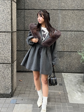 「アイテム（ノーカラーコート）」を使った、ゆずさん（レディース・161cm）の秋コーディネート