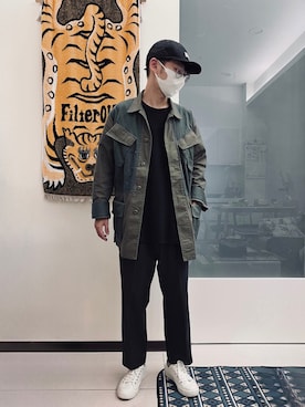 「plain-me（プレインミー）のアイテム（スラックス）」を使った、Alexさん（メンズ・164cm）の夏コーディネート