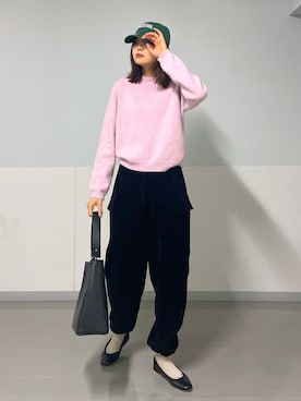 「カーゴパンツコーデ」｜「アイテム（帽子）」を使った、AZUMAさん（レディース・171cm）の秋コーディネート