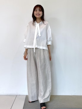 「ボウタイ」｜「アイテム（スラックス）」を使った、AZUMAさん（レディース・171cm）の夏コーディネート