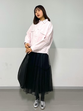 「ノーカラー」｜「アイテム（その他シューズ）」を使った、AZUMAさん（レディース・171cm）の冬コーディネート