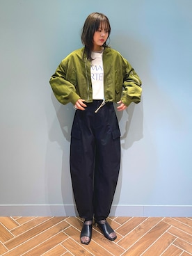 「イエベ」｜「アイテム（MA-1）」を使った、AZUMAさん（レディース・171cm）の秋コーディネート