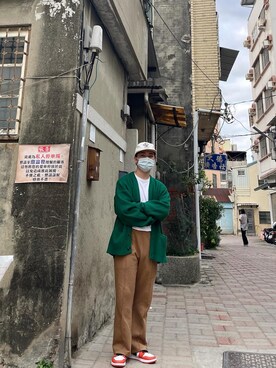 「国潮」｜「アイテム（その他アウター）」を使った、林泊翰さん（メンズ・160cm）の春コーディネート