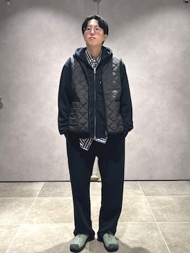 「ギンガムチェックシャツ」｜大木さん（メンズ・174cm）の秋コーディネート