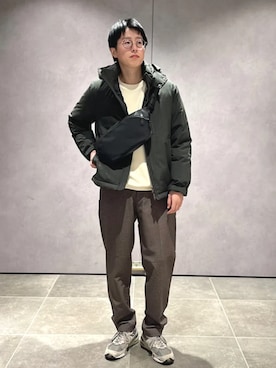 「アイテム（ボディバッグ/ウエストポーチ）」を使った、大木さん（メンズ・174cm）の冬コーディネート