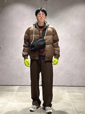 「アイテム（ボディバッグ/ウエストポーチ）」を使った、大木さん（メンズ・174cm）の冬コーディネート