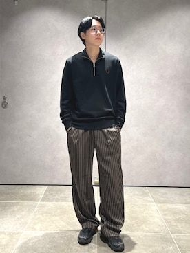 「FRED PERRY」｜大木さん（メンズ・174cm）の秋コーディネート