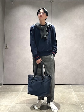 「FRED PERRY」｜大木さん（メンズ・174cm）の秋コーディネート