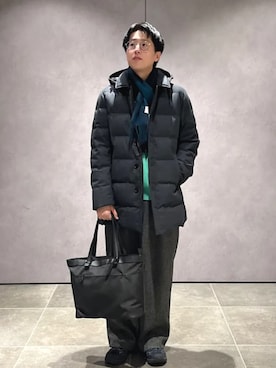 「シップス」｜「アイテム（スラックス）」を使った、大木さん（メンズ・174cm）の冬コーディネート