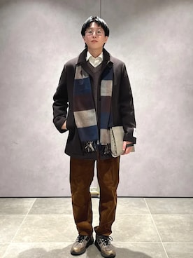 「アイテム（ピーコート）」を使った、大木さん（メンズ・174cm）の冬コーディネート