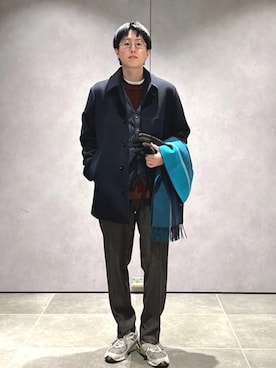「アイテム（ピーコート）」を使った、大木さん（メンズ・174cm）の冬コーディネート