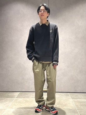 「FRED PERRY（フレッドペリー）のアイテム（スウェット）」を使った、大木さん（メンズ・174cm）の秋コーディネート