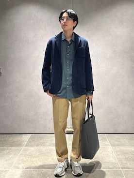 「SHIPS（シップス）のアイテム（トートバッグ）」を使った、大木さん（メンズ・174cm）の秋コーディネート