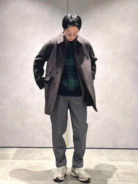 「タータンチェック」｜「アイテム（ジャケット/アウター）」を使った、大木さん（メンズ・174cm）の冬コーディネート
