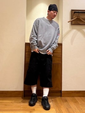 「C.E（シーイー）のC.E / OVERDYE PANEL SHOULDER CREW NECK（スウェット、ブルー系）」を使った、BEAMS Tさん（メンズ・166cm）の秋コーディネート