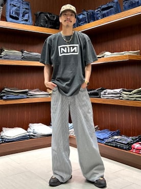 「GOOD ROCK SPEED（グッドロックスピード）のGOOD ROCK SPEED / Nine Inch Nails T-shirt①（Tシャツ/カットソー、ブラック系）」を使った、BEAMS Tさん（メンズ・182cm）の夏コーディネート