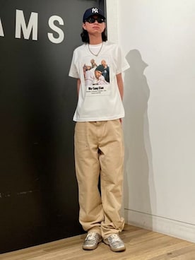 「BEAMS T（ビームスティー）のeddie OTCHERE / Wu-Tang Clan / RZA T-shirt（Tシャツ/カットソー、ホワイト系）」を使った、BEAMS Tさん（レディース・159cm）の夏コーディネート