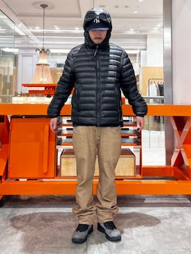 「C.P. COMPANY（シーピーカンパニー）のC.P. Company / D.D.Shell Goggle Down Jacket（ブルゾン、ブラック系）」を使った、BEAMS Tさん（メンズ・166cm）の秋コーディネート