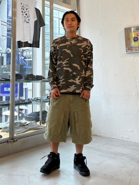 「BEAMS T（ビームスティー）のCamo Waffle Henley Neck Long Sleeve T-shirt（Tシャツ/カットソー、その他）」を使った、BEAMS Tさん（メンズ・166cm）の秋コーディネート