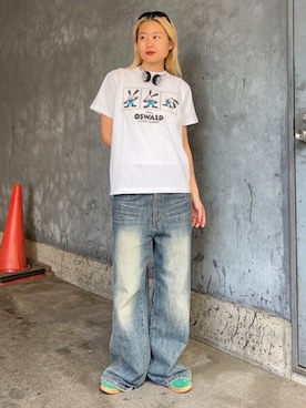 「GOOD ROCK SPEED（グッドロックスピード）の【別注】GOOD ROCK SPEED / OSWALD T-shirt①（Tシャツ/カットソー、ホワイト系）」を使った、BEAMS Tさん（メンズ・182cm）の夏コーディネート