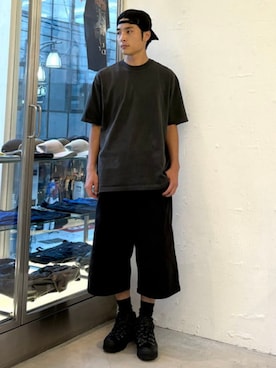 「BEAMS T（ビームスティー）のnewT / Pigment Short Sleeve T-Shirt（Tシャツ/カットソー、ブラック系）」を使った、BEAMS Tさん（レディース・159cm）の夏コーディネート