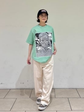 「C.E（シーイー）のC.E / OVERDYE PARADIGM T（Tシャツ/カットソー、グリーン系）」を使った、BEAMS Tさん（メンズ・182cm）の夏コーディネート