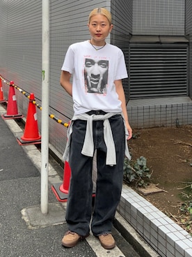 「GOOD ROCK SPEED（グッドロックスピード）の【別注】GOOD ROCK SPEED / TUPAC T-shirt①（Tシャツ/カットソー、ホワイト系）」を使った、BEAMS Tさん（メンズ・182cm）の春コーディネート