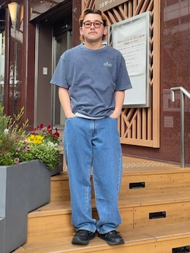 「FRUIT OF THE LOOM（フルーツオブザルーム）のFRUIT OF THE LOOM / Fade Border T-Shirt（Tシャツ/カットソー、ブルー系）」を使った、BEAMS Tさん（レディース・159cm）の夏コーディネート