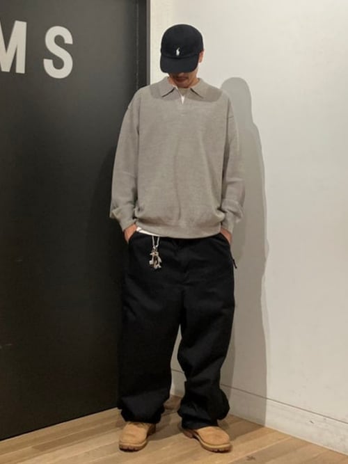 crepuscule Moss Stitch Poloスキッパーポロ 黒 2 Moss Stitch Polo | crepuscule(クレプスキュール) / トップス