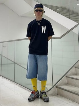 「NEW ERA（ニューエラ）のTyrrell Winston × NEW ERA / 59FIFTY（キャップ、ブルー系）」を使った、BEAMS Tさん（メンズ・166cm）の秋コーディネート