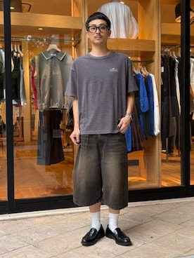 「FRUIT OF THE LOOM（フルーツオブザルーム）のFRUIT OF THE LOOM / Fade Border T-Shirt（Tシャツ/カットソー、グレー系）」を使った、BEAMS Tさん（レディース・159cm）の夏コーディネート