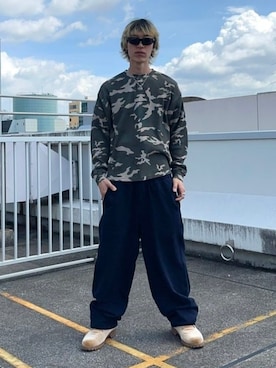 「BEAMS T（ビームスティー）のCamo Waffle Henley Neck Long Sleeve T-shirt（Tシャツ/カットソー、その他）」を使った、BEAMS Tさん（メンズ・166cm）の秋コーディネート