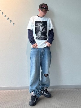 「BEAMS T（ビームスティー）のKevin Cummins / ICE CUBE T-shirt①（Tシャツ/カットソー、ホワイト系）」を使った、BEAMS Tさん（レディース・159cm）の夏コーディネート
