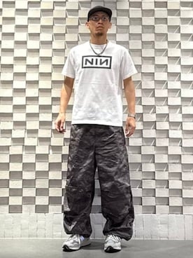 「GOOD ROCK SPEED（グッドロックスピード）のGOOD ROCK SPEED / Nine Inch Nails T-shirt①（Tシャツ/カットソー、ホワイト系）」を使った、BEAMS Tさん（メンズ・182cm）の夏コーディネート