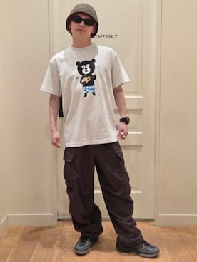 「BEAMS T（ビームスティー）のBEAMS T / ウクレレ ベア Tシャツ（Tシャツ/カットソー、グレー系）」を使った、BEAMS Tさん（レディース・159cm）の夏コーディネート