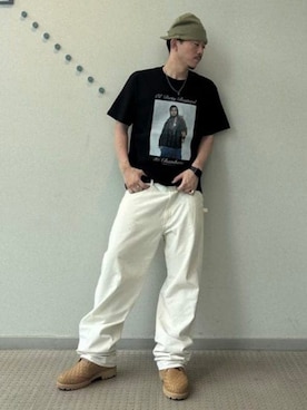「BEAMS T（ビームスティー）のeddie OTCHERE / Wu-Tang Clan / ODB T-shirt（Tシャツ/カットソー、ブラック系）」を使った、BEAMS Tさん（レディース・159cm）の夏コーディネート