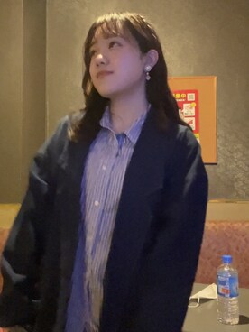 「apres jour mignon（アプレジュールミニョン）のアソートルーズシャツ　【ZOZOTOWN限定アイテム】（シャツ/ブラウス、ブルー系）」を使った、ｼ  ｭ  ﾘさん（レディース・153cm）の春コーディネート