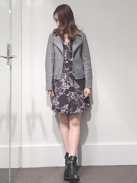 「レザーコーデ」｜「アイテム（ワンピース/ドレス）」を使った、Shinoさん（レディース・153cm）の春コーディネート