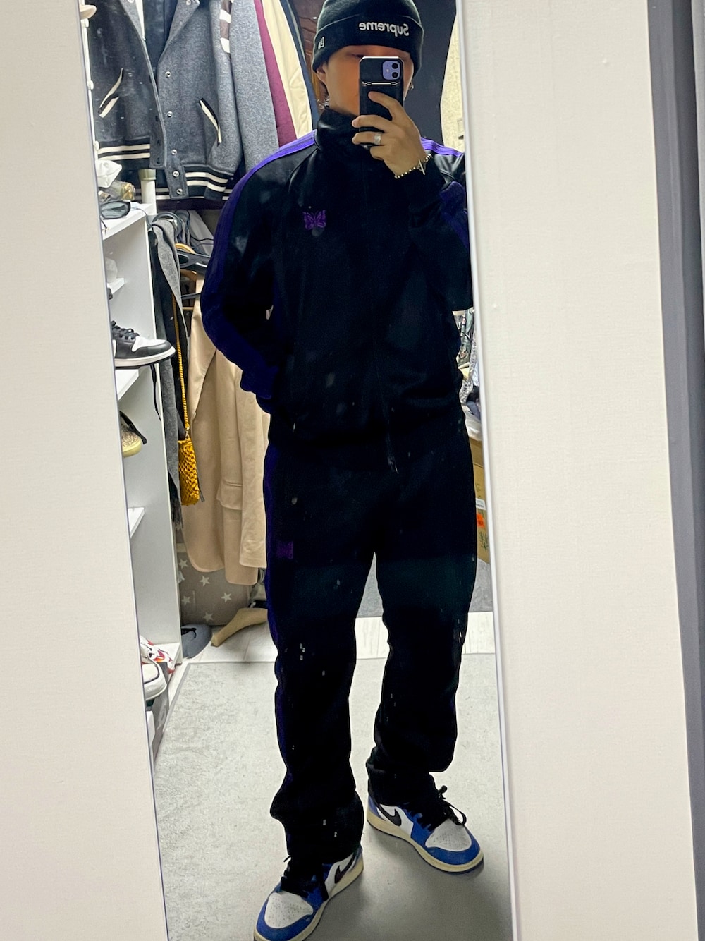 「Needlesのアイテム（セットアップ、ブラック系）」を使った、mofumofu0さん（メンズ・166cm）の冬コーディネートの1枚目の写真