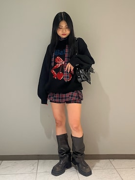 「アイテム（チャーム）」を使った、MAMIさん（レディース・158cm）の秋コーディネート