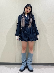 ギャザーリボンジャケットミニワンピース【セットアップ対応