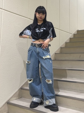 「アイテム（ベルト）」を使った、MAMIさん（レディース・158cm）の夏コーディネート