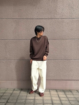 「ITEMS URBANRESEARCH（アイテムズ アーバンリサーチ）のデニム ベイカーパンツ（その他パンツ）」を使った、Shiragami Harutoさん（メンズ・175cm）の秋コーディネート
