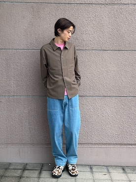「ITEMS URBANRESEARCH（アイテムズ アーバンリサーチ）の『撥水/防汚/接触冷感』多機能ダブルポケットシャツジャケット(楽着シリーズ)（テーラードジャケット、ベージュ系）」を使った、Shiragami Harutoさん（メンズ・175cm）の春コーディネート