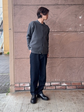 「URBAN RESEARCH（アーバンリサーチ）のモールリュクスポロカーディガン（カーディガン/ボレロ、グレー系）」を使った、Shiragami Harutoさん（メンズ・175cm）の春コーディネート