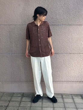 「ITEMS URBANRESEARCH（アイテムズ アーバンリサーチ）の『セットアップ対応』Linen Blend Trousers（その他パンツ）」を使った、Shiragami Harutoさん（メンズ・175cm）の夏コーディネート