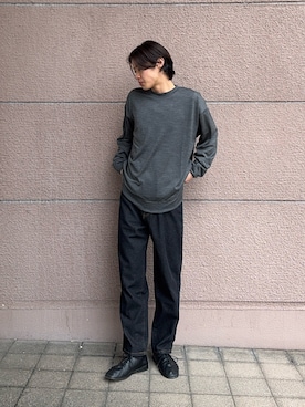 「URBAN RESEARCH（アーバンリサーチ）のnew basic　WASHABLE MERINO WOOL CREW-NECK（ニット/セーター、グレー系）」を使った、Shiragami Harutoさん（メンズ・175cm）の春コーディネート