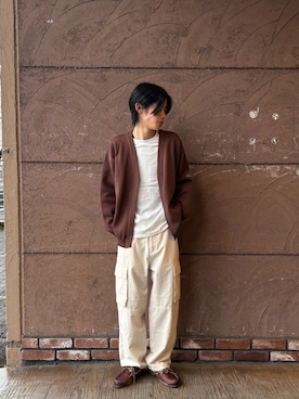「アイテム（カーディガン/ボレロ、ブラウン系）」を使った、Shiragami Harutoさん（メンズ・175cm）の冬コーディネート
